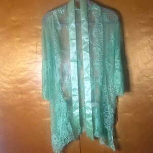 Elegant Lace Robe in Mint Green